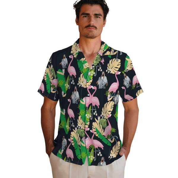 Christian Flamingo Foliage Hawaiian Shirt High quality