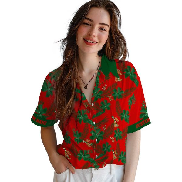 Christmas Botanical Print Hawaiian Shirt Trendy