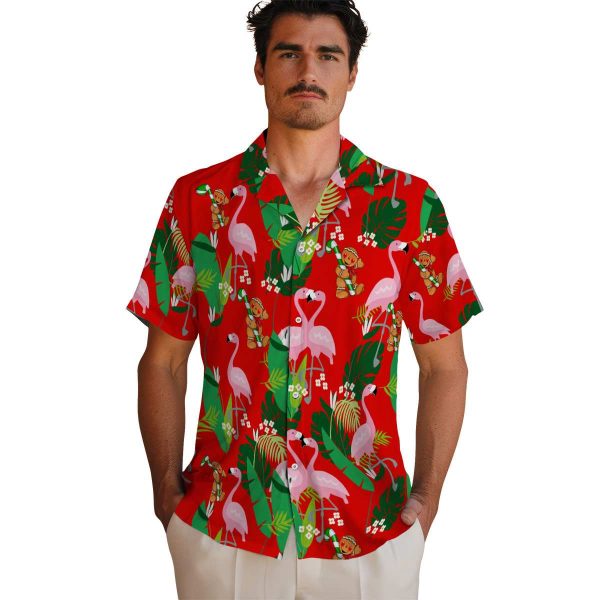 Christmas Flamingo Foliage Hawaiian Shirt High quality