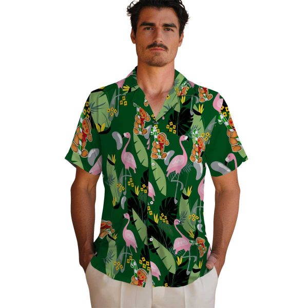 Christmas Flamingo Leaves Hawaiian Shirt High quality