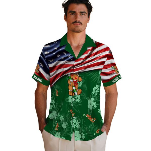 Christmas US Flag Hibiscus Hawaiian Shirt High quality