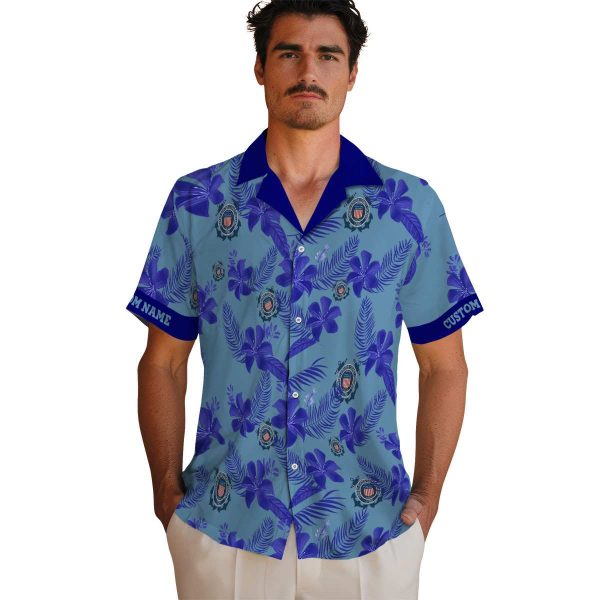 Coast Guard Botanical Print Hawaiian Shirt High quality