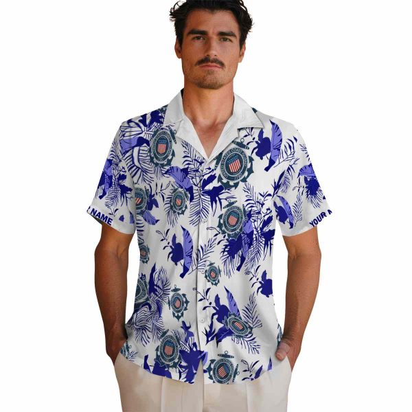 Coast Guard Botanical Theme Hawaiian Shirt High quality