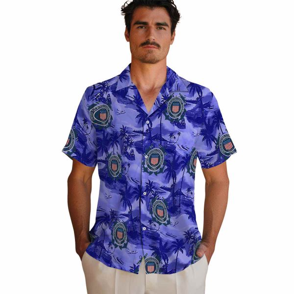 Coast Guard Coastal Palms Hawaiian Shirt High quality