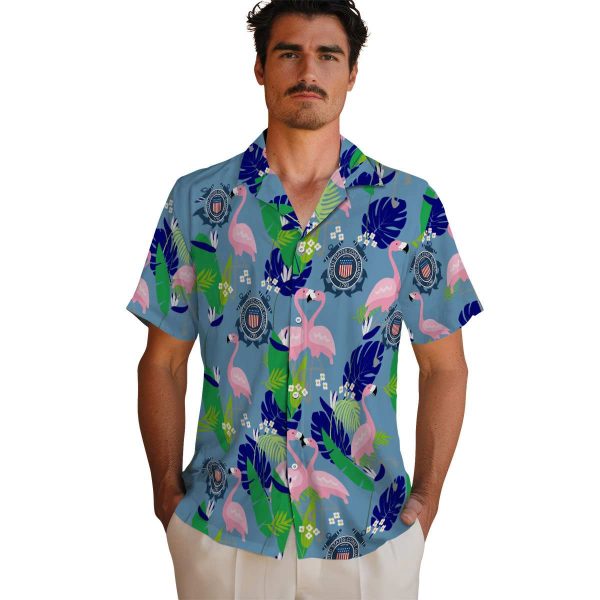 Coast Guard Flamingo Foliage Hawaiian Shirt High quality