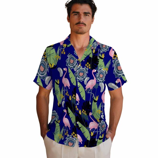 Coast Guard Flamingo Leaves Hawaiian Shirt High quality