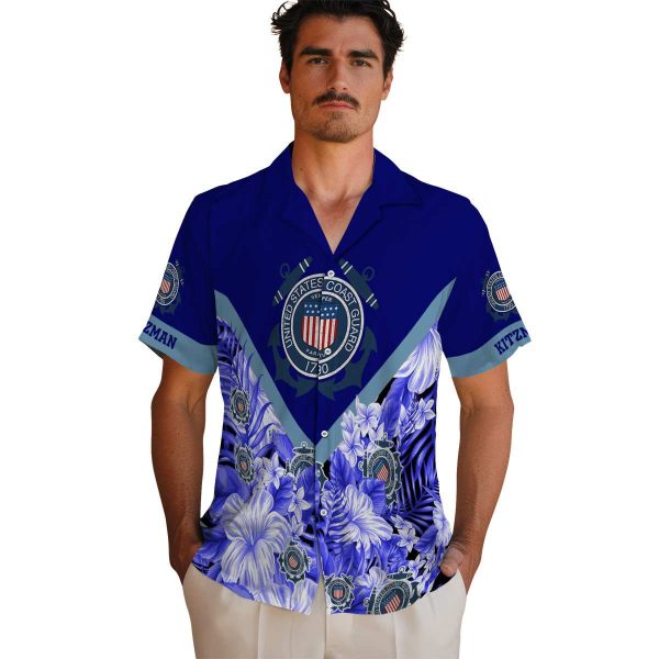 Coast Guard Floral Chevron Hawaiian Shirt High quality