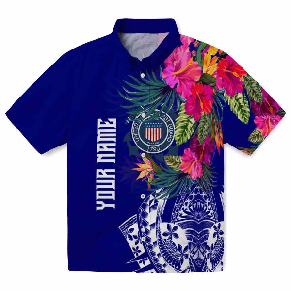 Coast Guard Floral Polynesian Hawaiian Shirt Best selling