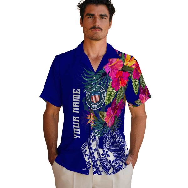 Coast Guard Floral Polynesian Hawaiian Shirt High quality