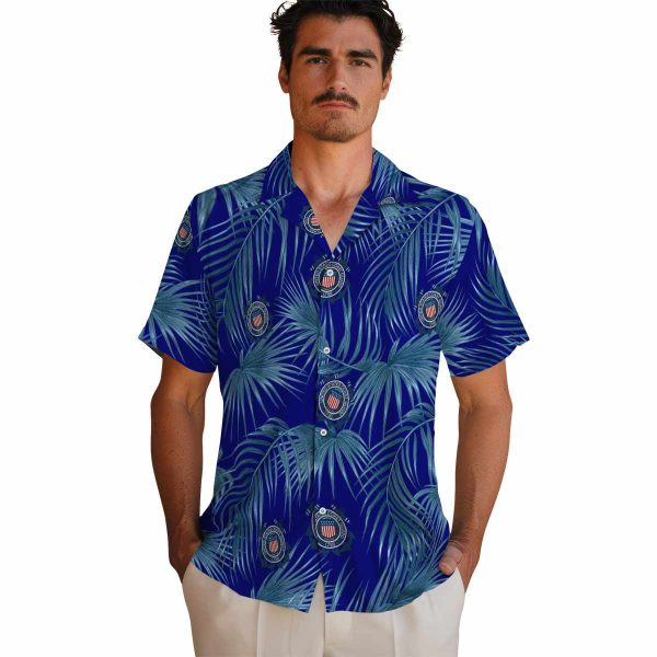 Coast Guard Leafy Palms Hawaiian Shirt High quality