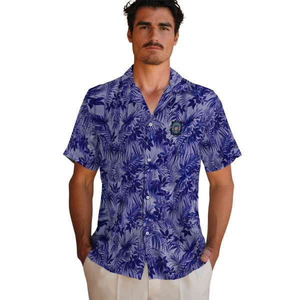 Coast Guard Leafy Pattern Hawaiian Shirt High quality