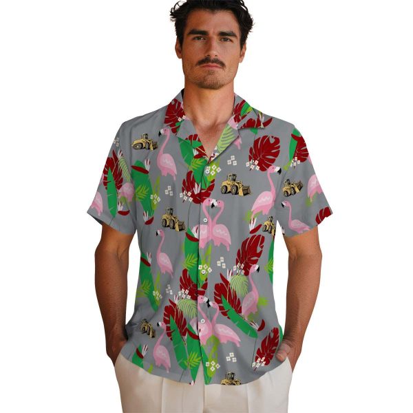 Construction Flamingo Foliage Hawaiian Shirt High quality