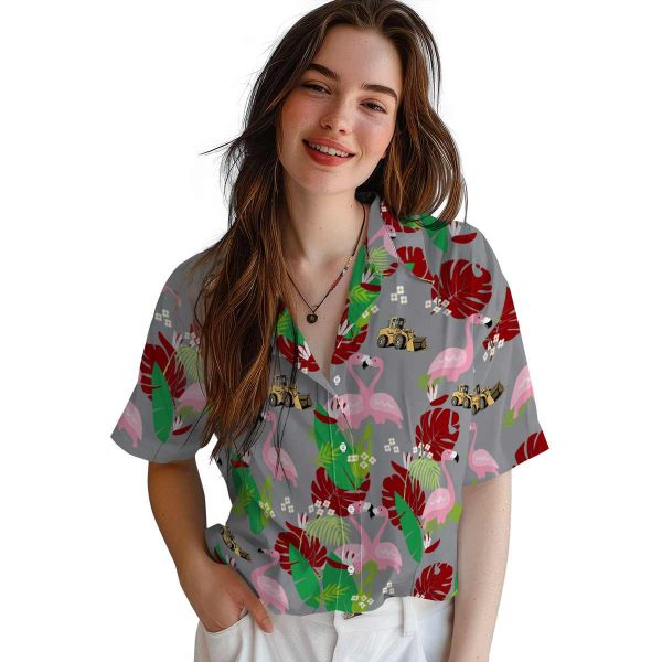 Construction Flamingo Foliage Hawaiian Shirt Trendy