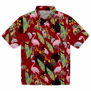 Construction Flamingo Leaves Hawaiian Shirt Best selling