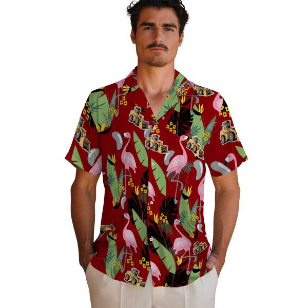 Construction Flamingo Leaves Hawaiian Shirt High quality