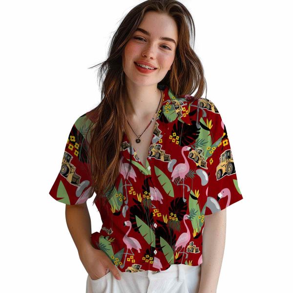 Construction Flamingo Leaves Hawaiian Shirt Trendy