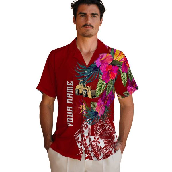 Construction Floral Polynesian Hawaiian Shirt High quality