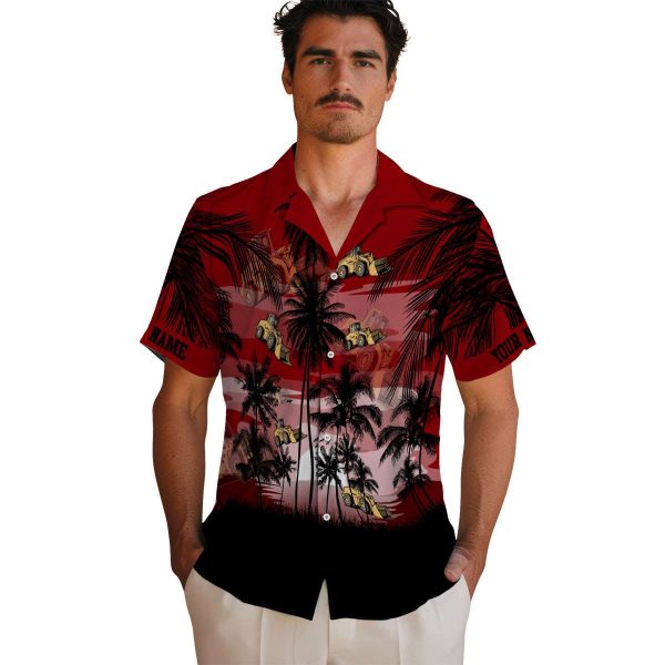 Construction Sunset Scene Hawaiian Shirt High quality