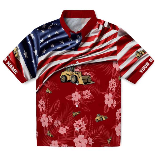 Construction US Flag Hibiscus Hawaiian Shirt Best selling