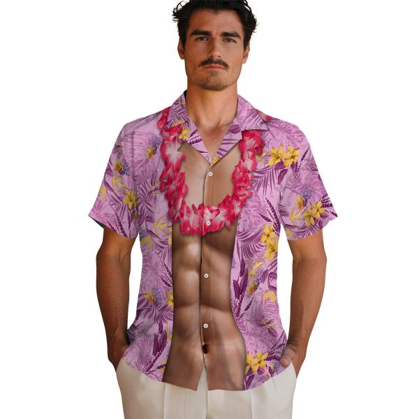 Coral Chest Illusion Hawaiian Shirt High quality