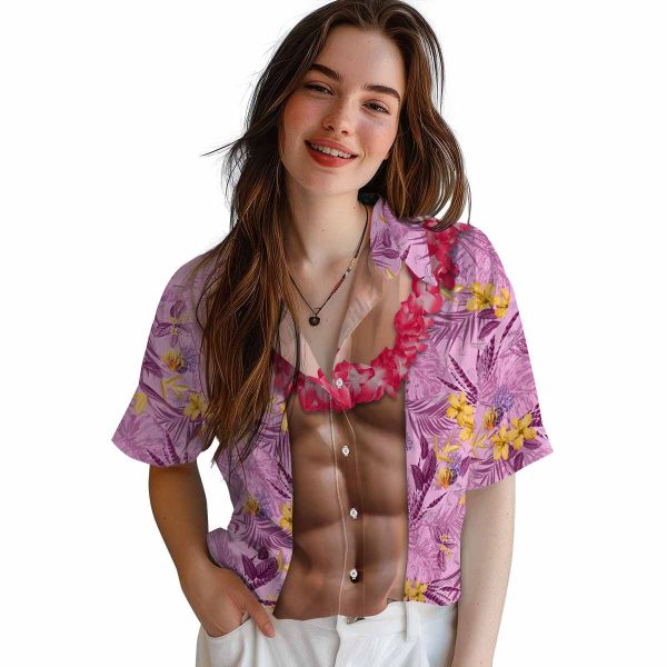 Coral Chest Illusion Hawaiian Shirt Trendy