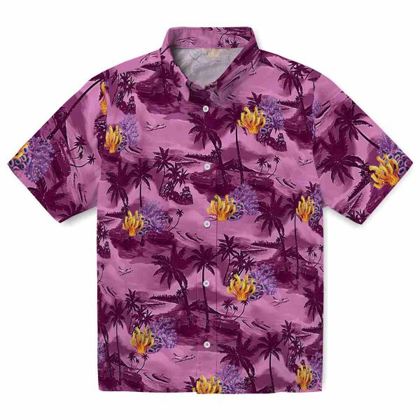 Coral Coastal Palms Hawaiian Shirt Best selling