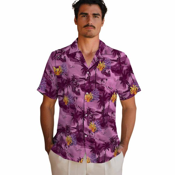 Coral Coastal Palms Hawaiian Shirt High quality