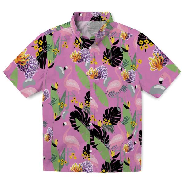 Coral Flamingo Leaves Hawaiian Shirt Best selling