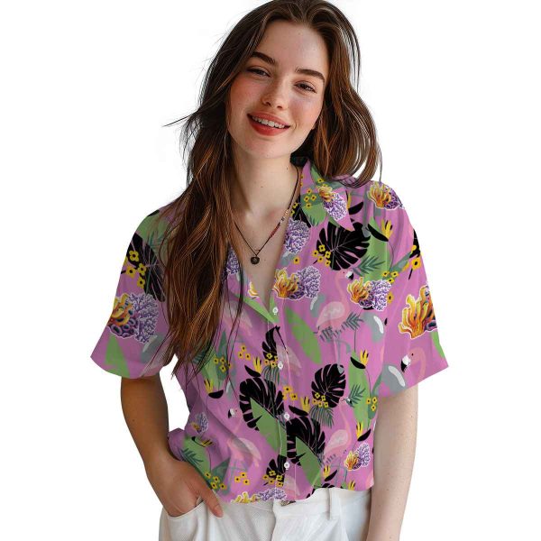 Coral Flamingo Leaves Hawaiian Shirt Trendy