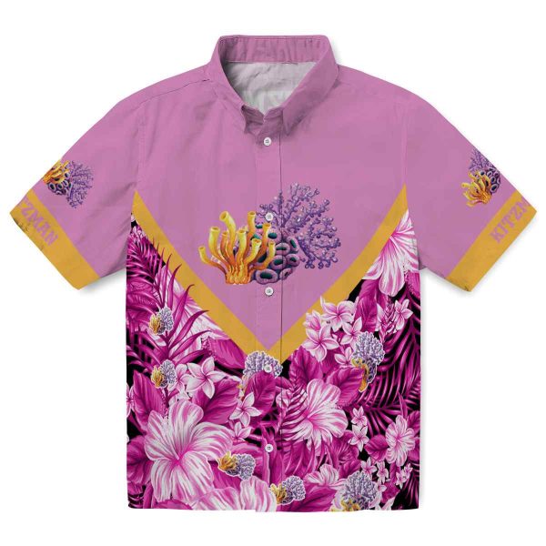 Coral Floral Chevron Hawaiian Shirt Best selling