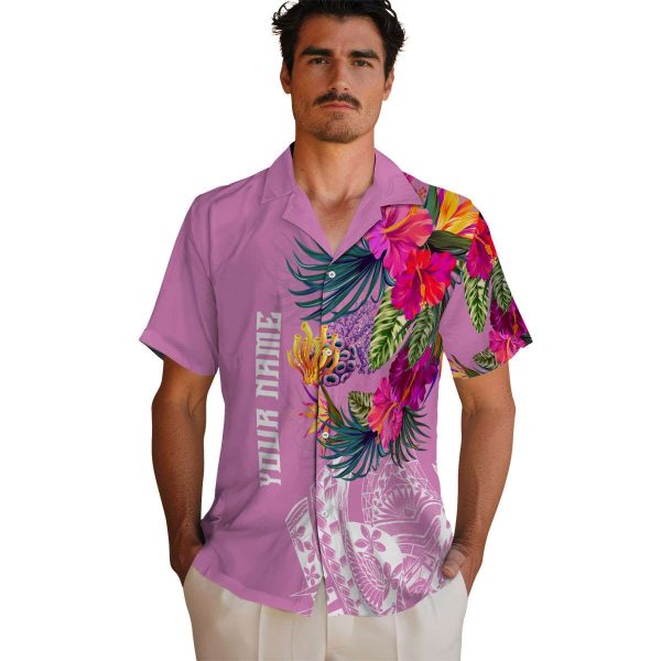 Coral Floral Polynesian Hawaiian Shirt High quality