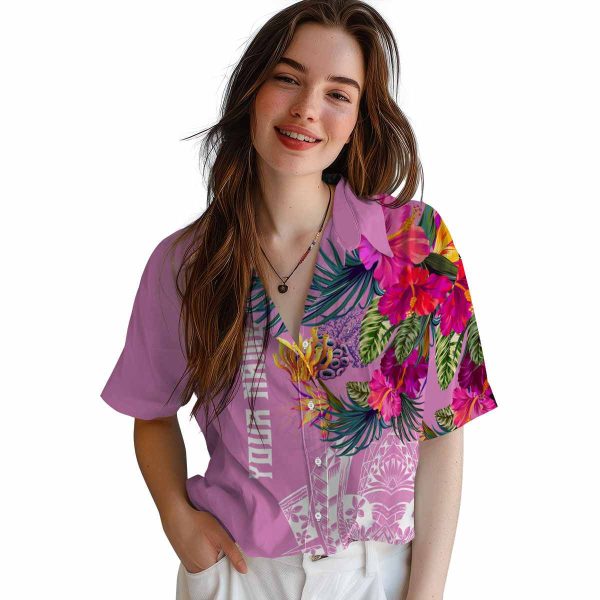 Coral Floral Polynesian Hawaiian Shirt Trendy