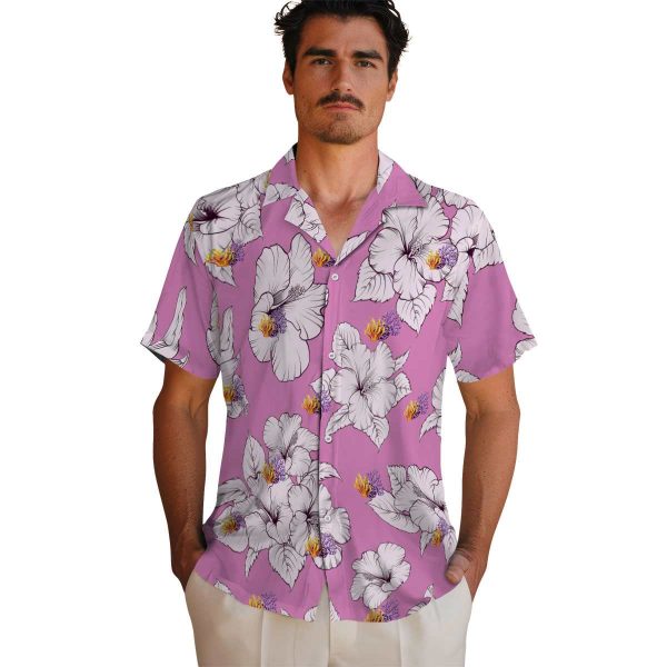 Coral Hibiscus Blooms Hawaiian Shirt High quality