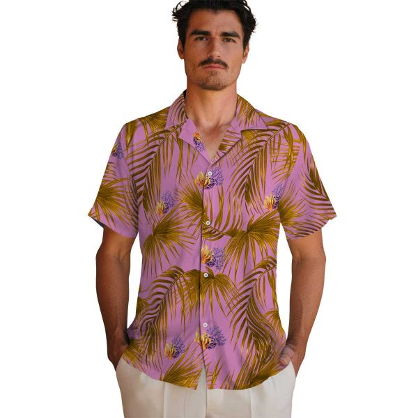 Coral Leafy Palms Hawaiian Shirt High quality