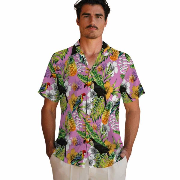 Coral Tropical Toucan Hawaiian Shirt High quality