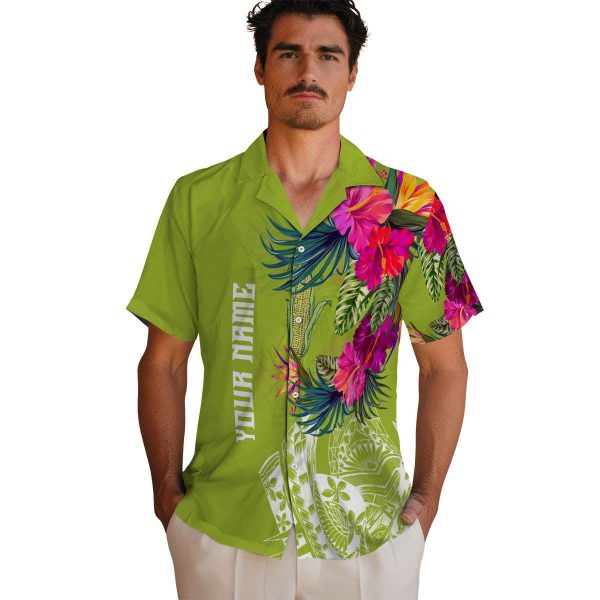 Corn Floral Polynesian Hawaiian Shirt High quality