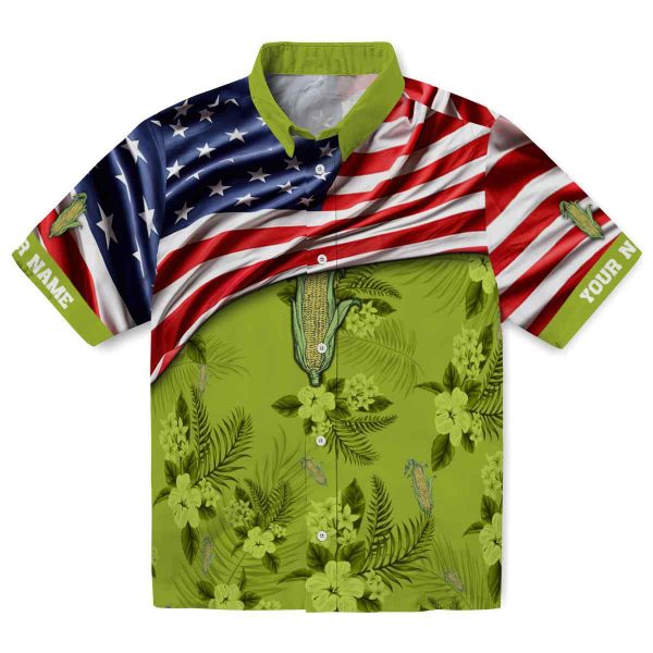 Corn US Flag Hibiscus Hawaiian Shirt Best selling