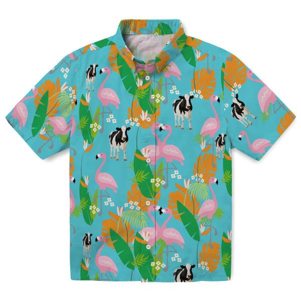 Cow Flamingo Foliage Hawaiian Shirt Best selling