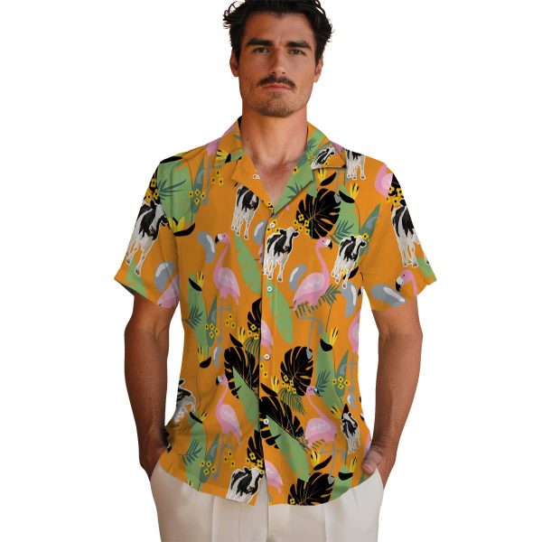 Cow Flamingo Leaves Hawaiian Shirt High quality