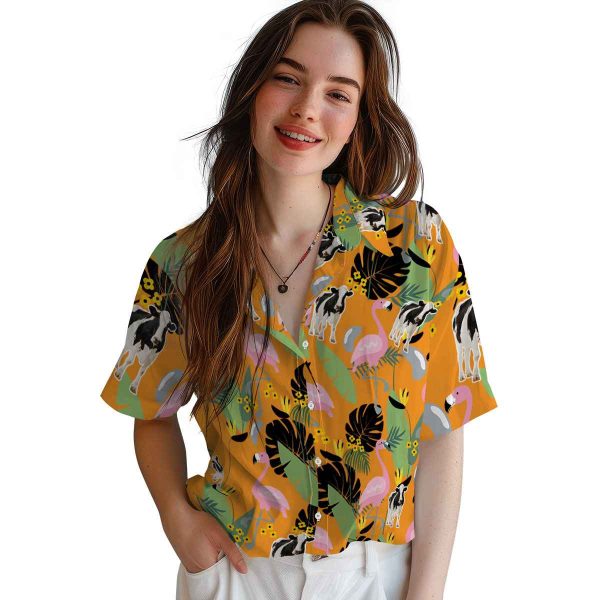 Cow Flamingo Leaves Hawaiian Shirt Trendy