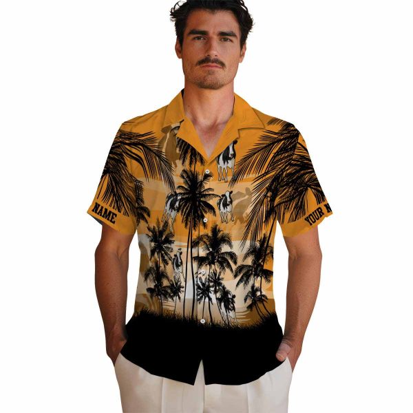 Cow Sunset Scene Hawaiian Shirt High quality