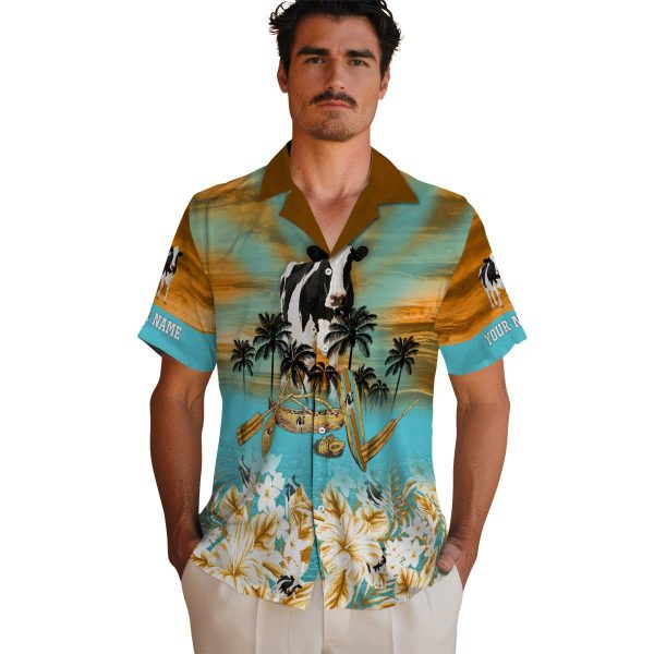 Cow Tropical Canoe Hawaiian Shirt High quality