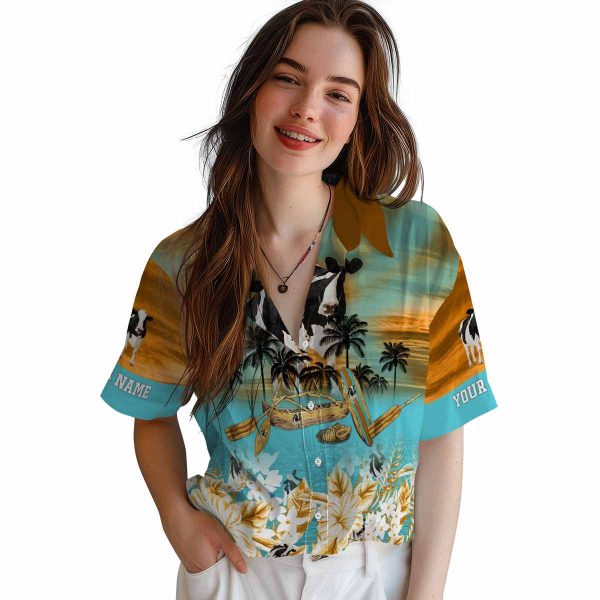 Cow Tropical Canoe Hawaiian Shirt Trendy