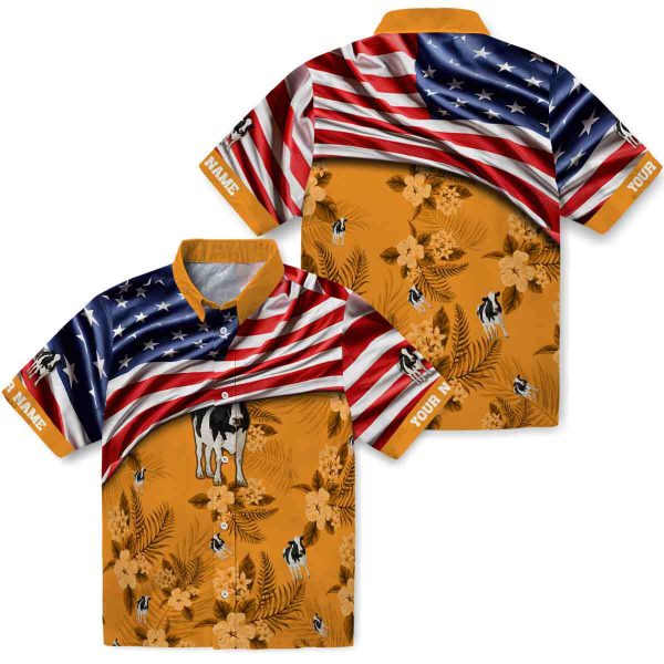 Cow US Flag Hibiscus Hawaiian Shirt Latest Model