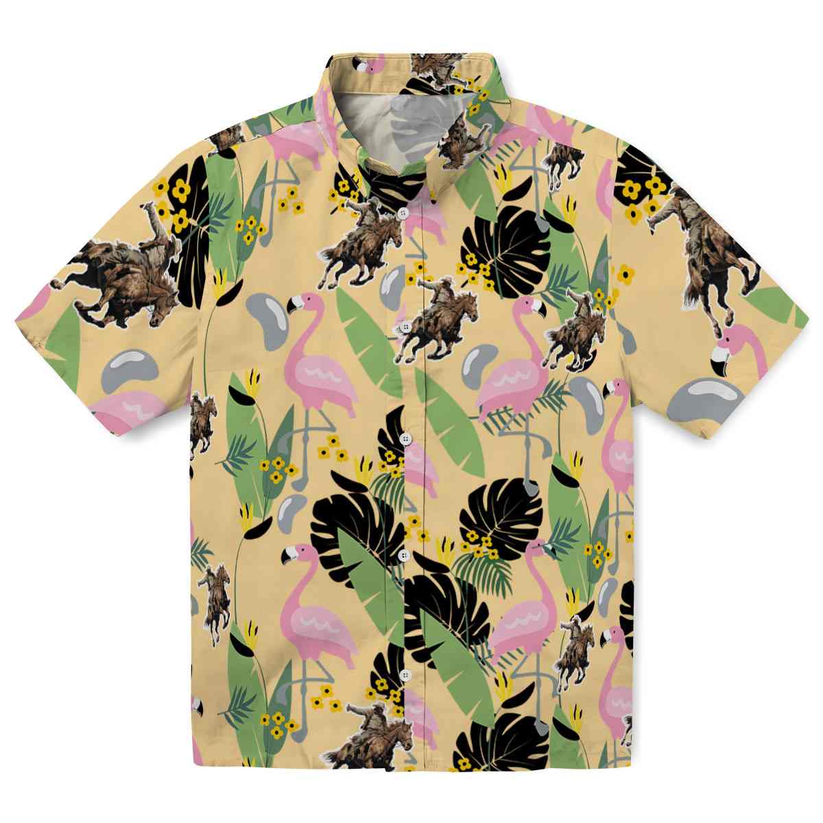 Cowboy Flamingo Leaves Hawaiian Shirt Best selling