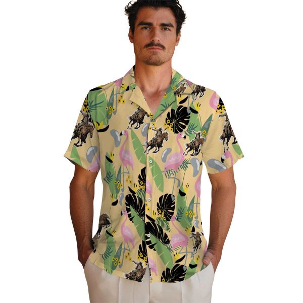 Cowboy Flamingo Leaves Hawaiian Shirt High quality