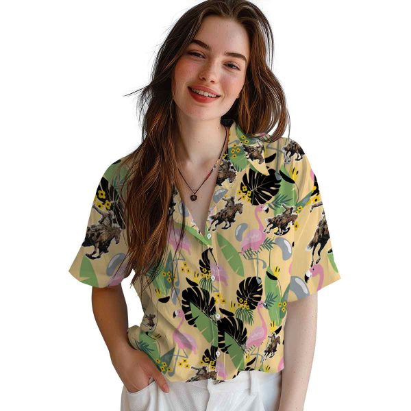 Cowboy Flamingo Leaves Hawaiian Shirt Trendy