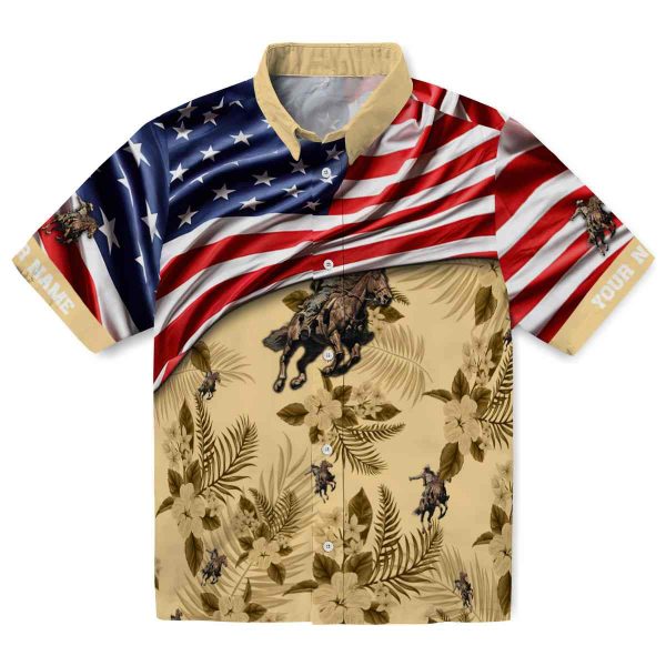 Cowboy US Flag Hibiscus Hawaiian Shirt Best selling