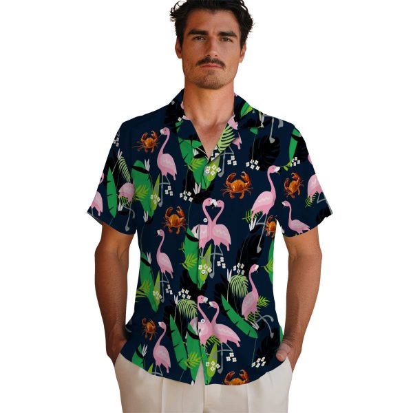 Crab Flamingo Foliage Hawaiian Shirt High quality