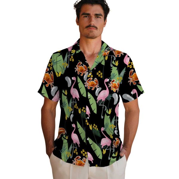 Crab Flamingo Leaves Hawaiian Shirt High quality